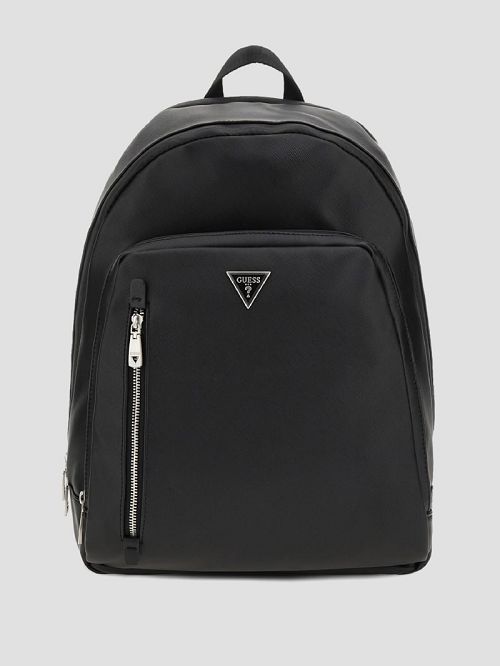 Guess Faux-Leather Saffiano Backpack Zwart | GUESS-SN31729