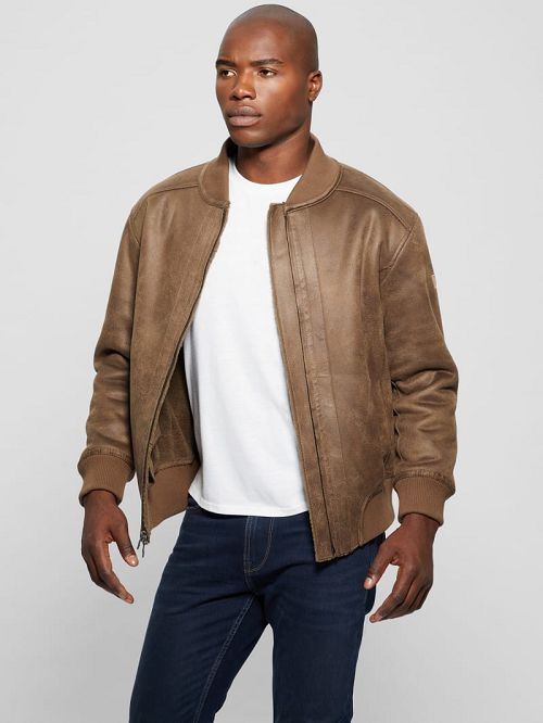 Guess Faux-Suede Aviator Jacket Bruin | GUESS-SN30820
