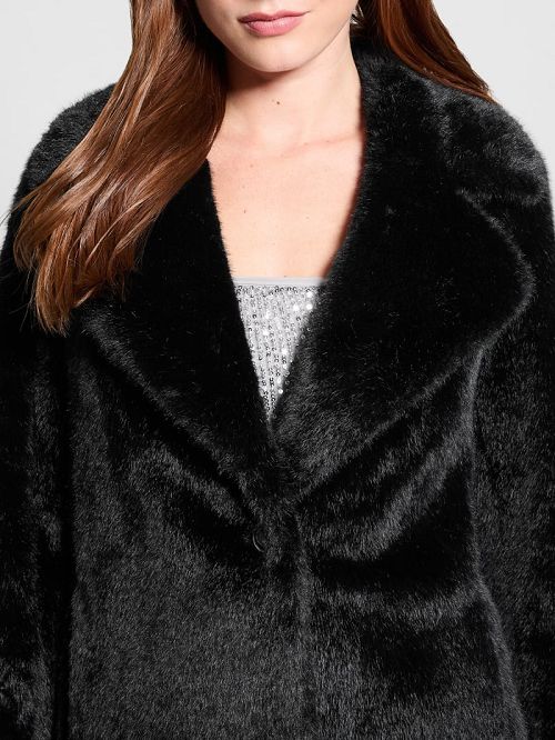 Guess Filomena Faux-Fur Jacket Zwart | GUESS-SN27989