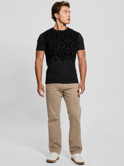 Guess Flocked Tee Zwart | GUESS-SN30659