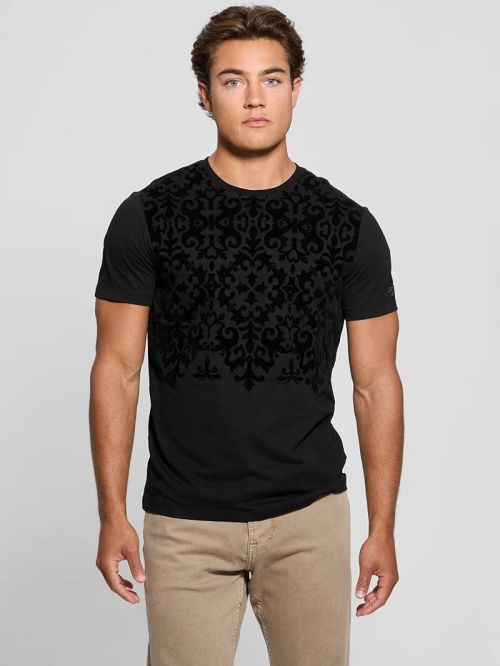 Guess Flocked Tee Zwart | GUESS-SN30659