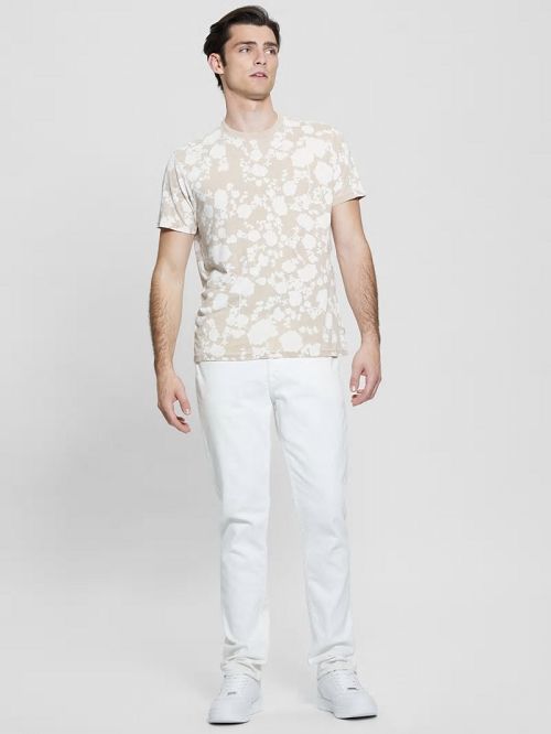Guess Floral Burnout Crewneck Tee Beige | GUESS-SN30486
