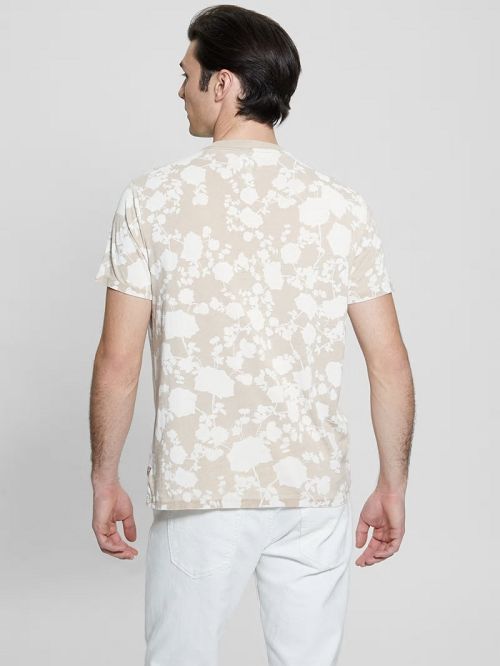 Guess Floral Burnout Crewneck Tee Beige | GUESS-SN30486