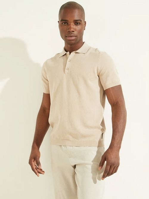 Guess Formal Performance Sweater Polo Beige | GUESS-SN30943