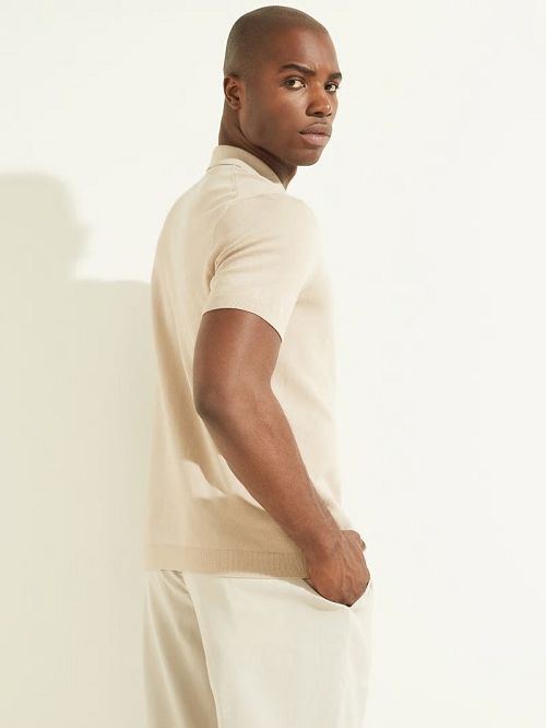 Guess Formal Performance Sweater Polo Beige | GUESS-SN31073