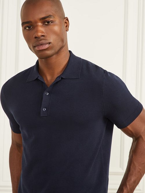 Guess Formal Performance Sweater Polo Blauw | GUESS-SN31111