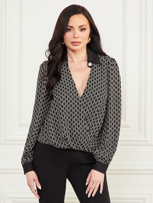 Guess Freda Printed Chain Scarf Blouse Multi | GUESS-SN27273