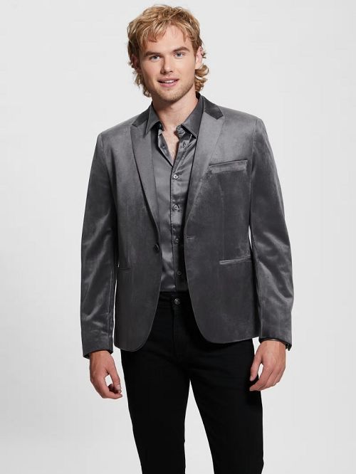 Guess Fulham Velvet Blazer Grijs | GUESS-SN30870