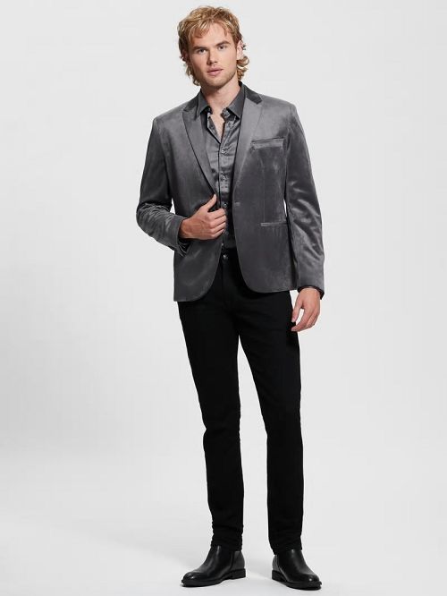 Guess Fulham Velvet Blazer Grijs | GUESS-SN30870