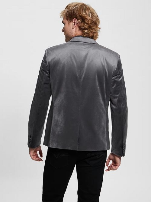 Guess Fulham Velvet Blazer Grijs | GUESS-SN30870
