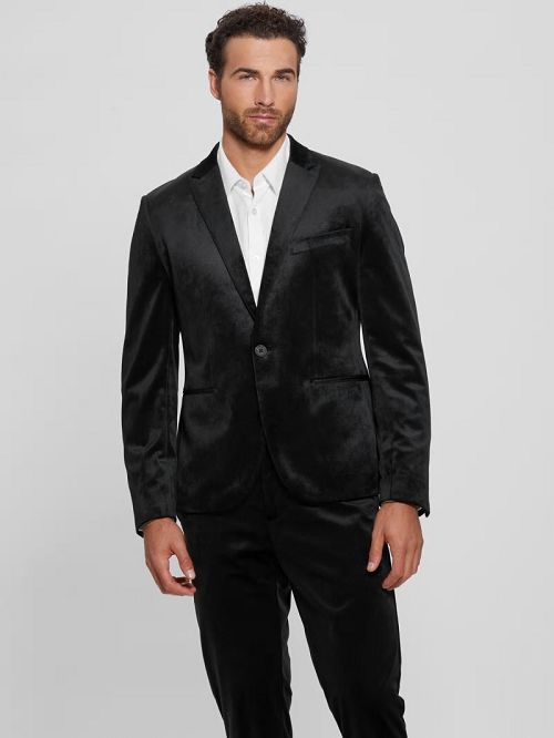 Guess Fulham Velvet Blazer Zwart | GUESS-SN30867