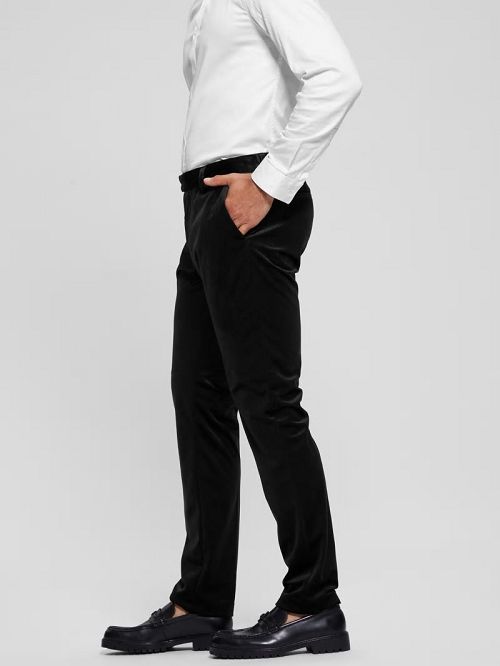 Guess Fulham Velvet Slim Trousers Zwart | GUESS-SN31428
