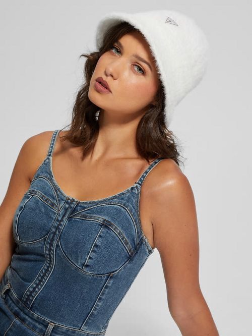 Guess Fuzzy Bucket Hat Wit | GUESS-SN30166