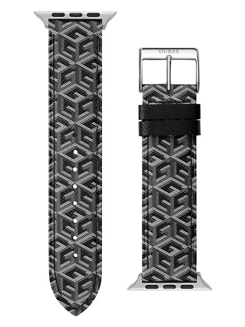 Guess G-Cube Gray Leather 42-44 mm Band for Apple Watch® Zwart | GUESS-SN31615