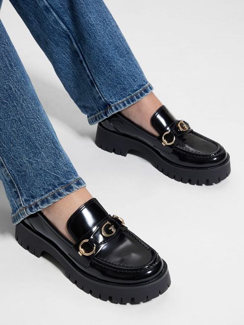 Guess G Logo Lug Sole Loafer Zwart | GUESS-SN29872
