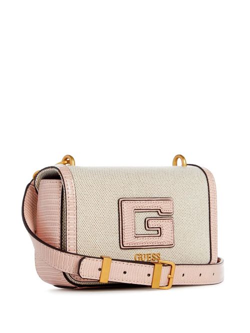 Guess G Status Snake-Embossed Mini Crossbody Roze | GUESS-SN28860