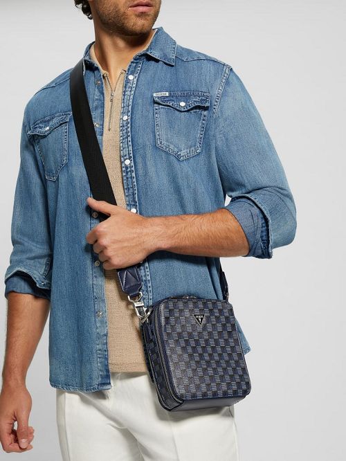 Guess G Wave Double Zip Crossbody Bag Blauw | GUESS-SN31723