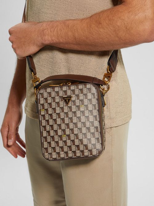 Guess G Wave Double Zip Crossbody Bag Bruin | GUESS-SN31718