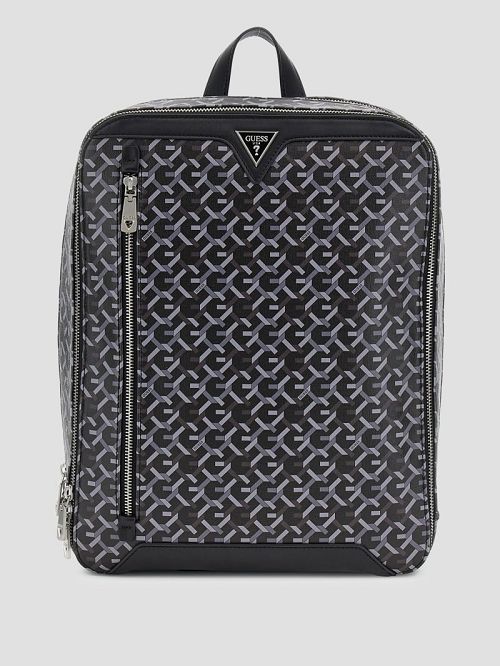 Guess G Woven Compact Squared Backpack Zwart | GUESS-SN29482