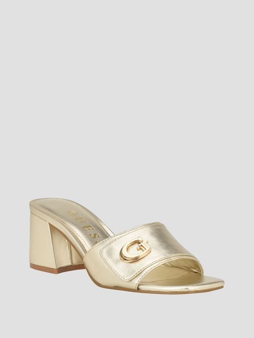 Guess Gallai Block Heel Mules Goud | GUESS-SN29721