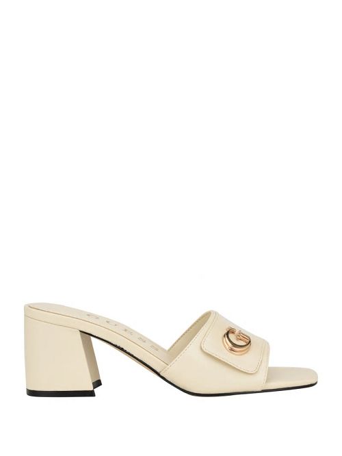 Guess Gallai Block Heel Mules Wit | GUESS-SN29753