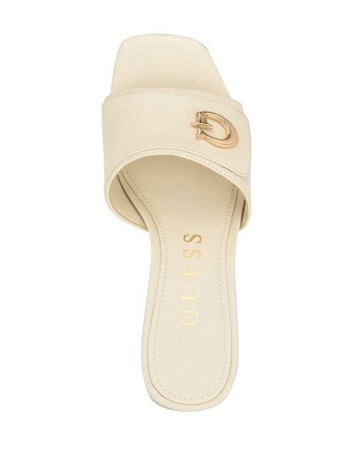 Guess Gallai Block Heel Mules Wit | GUESS-SN29753