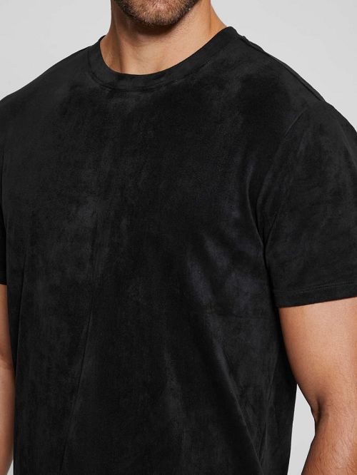 Guess Garrett Faux-Suede Tee Zwart | GUESS-SN30623