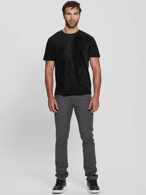 Guess Garrett Faux-Suede Tee Zwart | GUESS-SN30623