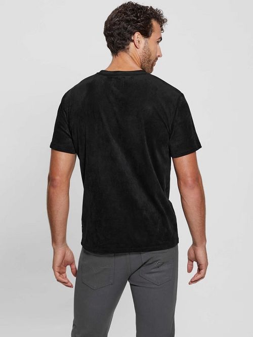 Guess Garrett Faux-Suede Tee Zwart | GUESS-SN30623