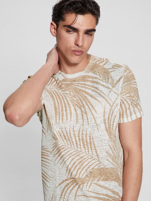 Guess Gauze Baja Palm Tee Beige | GUESS-SN30587