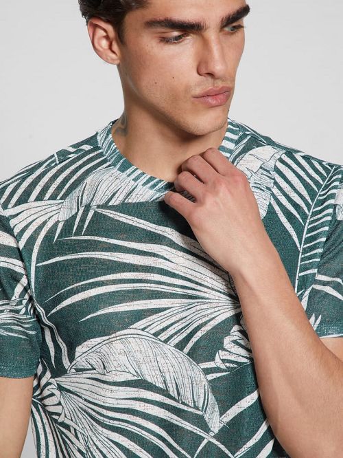 Guess Gauze Baja Palm Tee Groen | GUESS-SN30636