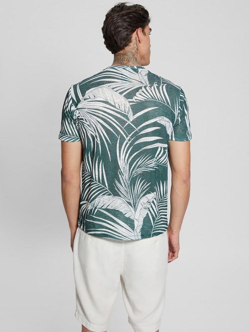 Guess Gauze Baja Palm Tee Groen | GUESS-SN30636