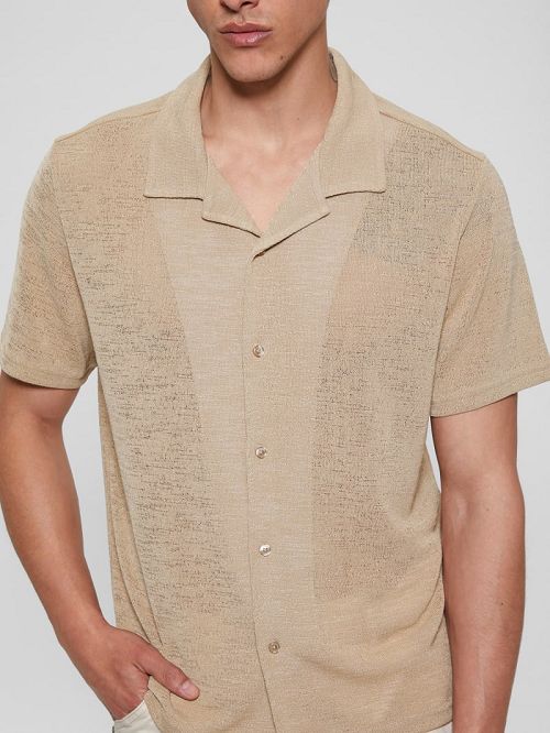 Guess Gauze Camp Shirt Beige | GUESS-SN31209