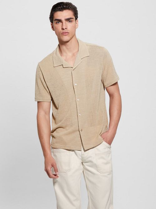 Guess Gauze Camp Shirt Beige | GUESS-SN31209