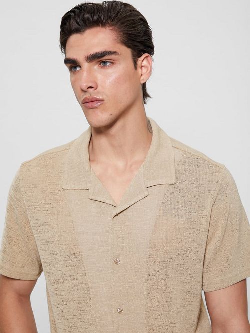 Guess Gauze Camp Shirt Beige | GUESS-SN31209