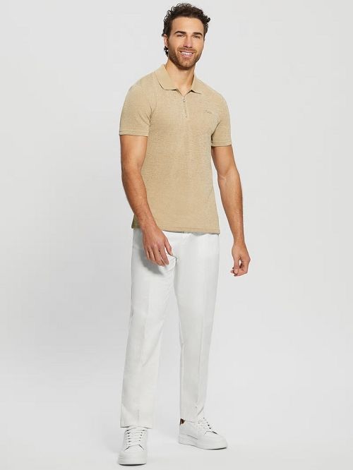Guess Gauze Half-Zip Polo Beige | GUESS-SN31208