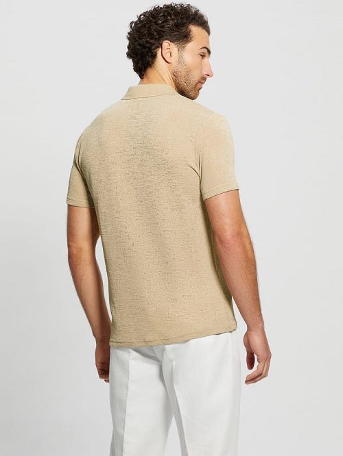 Guess Gauze Half-Zip Polo Beige | GUESS-SN31208
