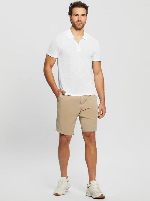 Guess Gauze Half-Zip Polo Wit | GUESS-SN31201