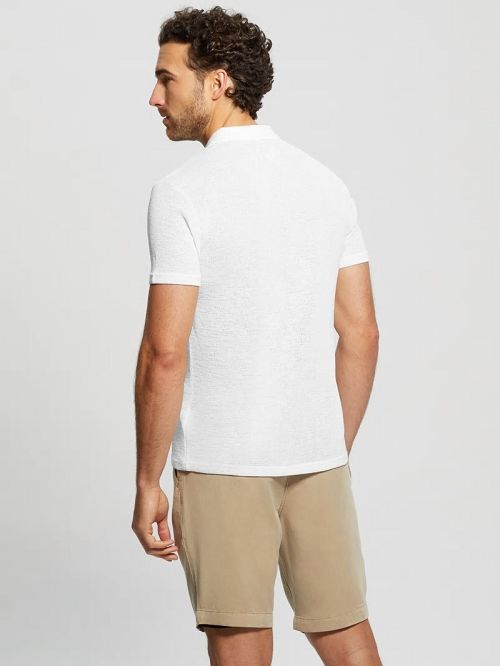 Guess Gauze Half-Zip Polo Wit | GUESS-SN31201