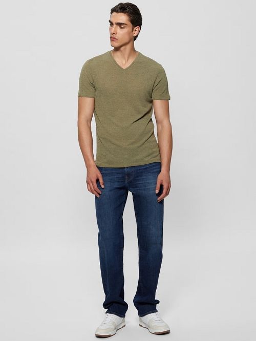 Guess Gauze V-Neck Tee Groen | GUESS-SN30535