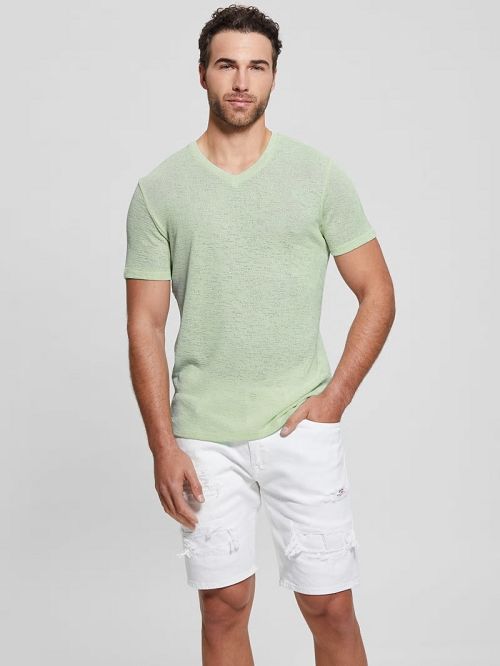 Guess Gauze V-Neck Tee Groen | GUESS-SN30545
