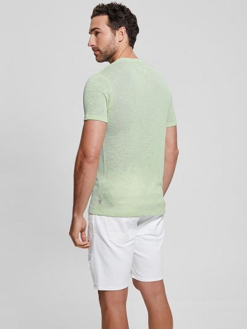 Guess Gauze V-Neck Tee Groen | GUESS-SN30545