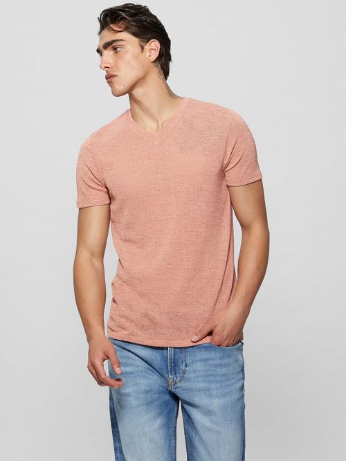 Guess Gauze V-Neck Tee Roze | GUESS-SN30546