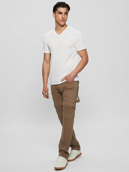 Guess Gauze V-Neck Tee Wit | GUESS-SN30537
