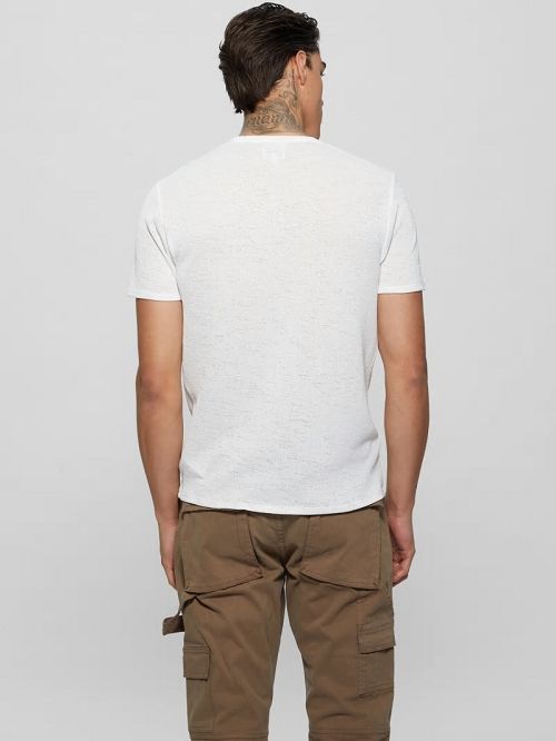 Guess Gauze V-Neck Tee Wit | GUESS-SN30537