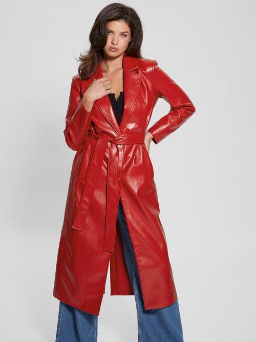 Guess Gea Faux-Leather Trench Coat Rood | GUESS-SN28053