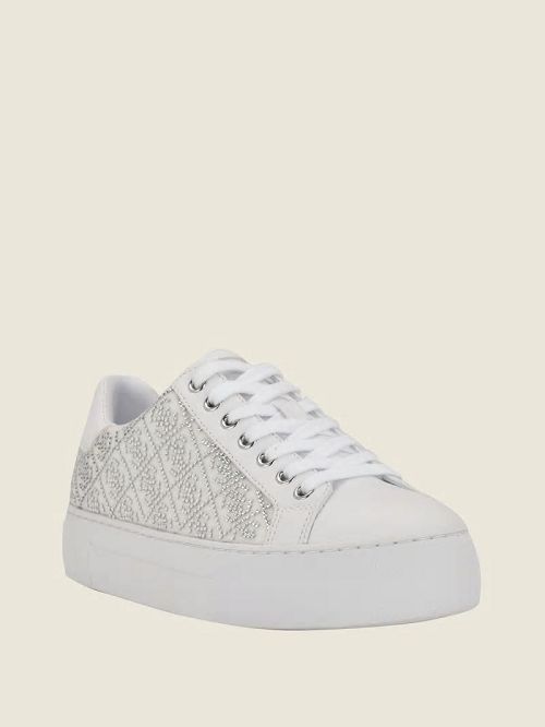 Guess Gelsen Rhinestone Logo Low-Top Sneakers Zilver | GUESS-SN29538