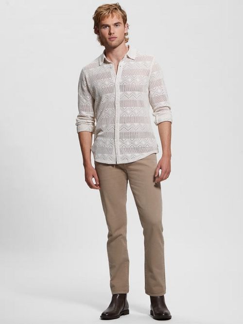Guess Geo Crochet Shirt Wit | GUESS-SN31251