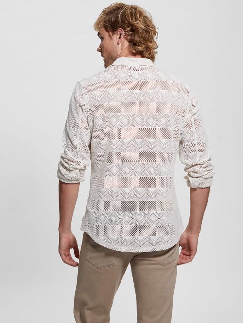 Guess Geo Crochet Shirt Wit | GUESS-SN31251