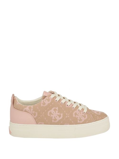 Guess Giaa Logo Print Low-Top Sneakers Beige | GUESS-SN29505